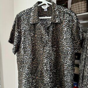 Anna and Frank 100% Silk Leopard Print Blouse